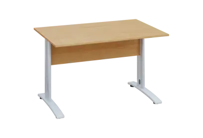 EPK 28 - 12 stůl kancelářský, kovová podnož bílá, deska 25 mm, široký 1200 mm, javor horský